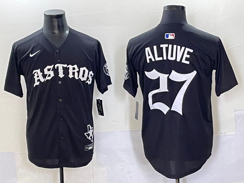 Men 2025 Houston Astros 27 Altuve Black Seven generations Joint Name Nike MLB Jersey style 1
